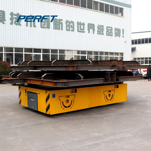 industrial motorized rail cart with integrated screw jack lift table 200 tons